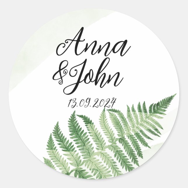 Minimalistisch grüne Fern Runder Aufkleber (Vorderseite)