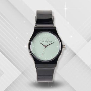 Minimalistisch-grünes Monogramm Armbanduhr