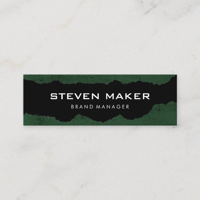 Minimalistisch Grunge Green Gray Mini Visitenkarte (Vorderseite)