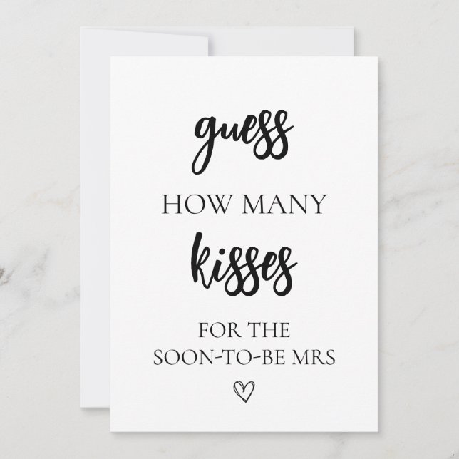 Minimalistisch Guess Wie viele Kisses Brautparty Einladung (Vorderseite)