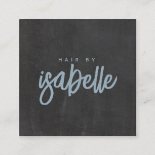 Minimalistisch Hair Stylist Dusty Blue Script Blac Quadratische Visitenkarte