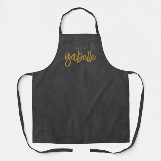 Minimalistisch Hair Stylist Gold Script Black Schürze (Vorderseite)