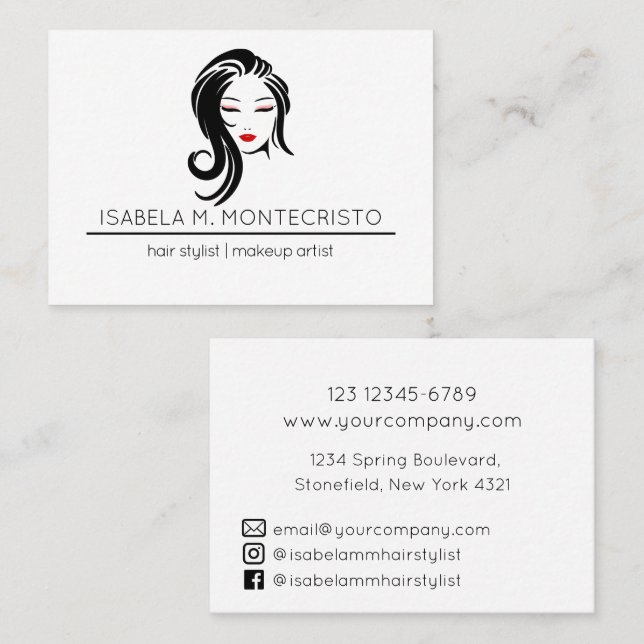 Minimalistisch-Hair-Stylist Visitenkarte (Vorne/Hinten)