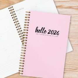 Minimalistisch Hallo 2026 Rosa Planer
