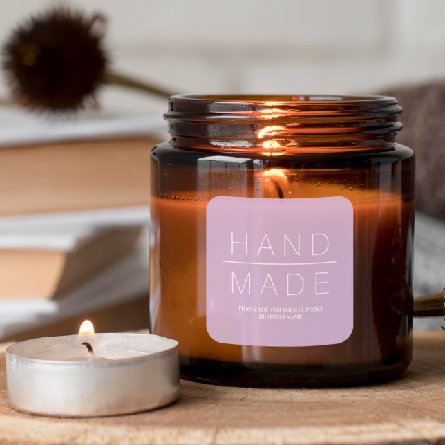 Minimalistisch Handmade Business Support für Lilac Quadratischer Aufkleber (Von Creator hochgeladen)