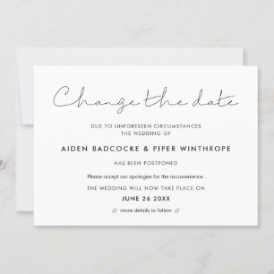 Minimalistisch handschriftlich Ändern des Datums Einladung