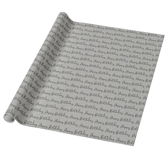 Minimalistisch Happy Birthday Script Geschenkpapier (Ungerollt)