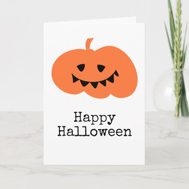 Minimalistisch Happy Halloween Pumpkin Grußkarte Karte (Vorderseite)