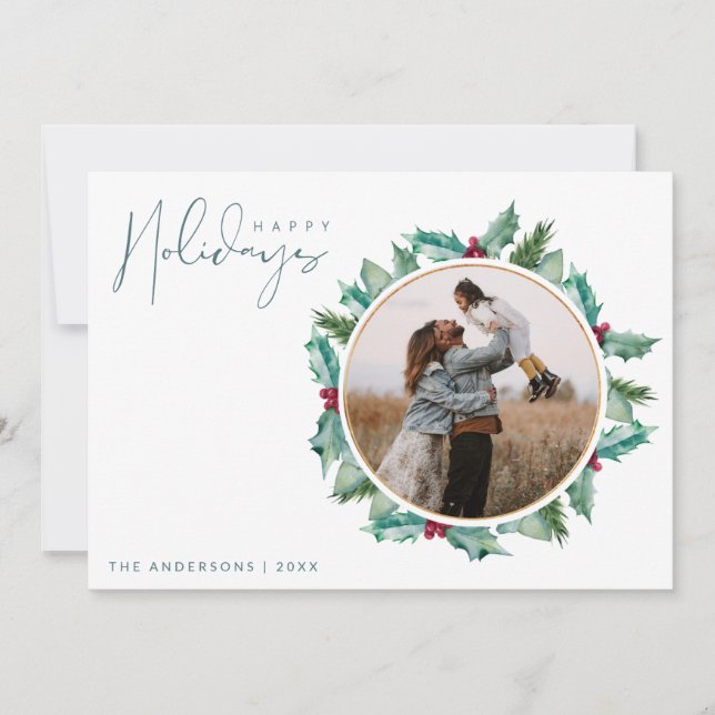 Minimalistisch Happy Holidays Foto Weihnachten (Vorderseite)