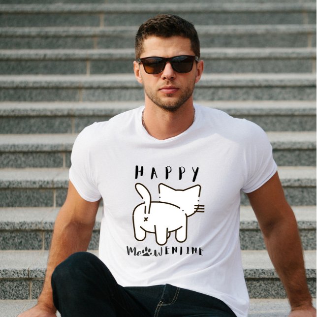 Minimalistisch Happy Meowentine Cat T-Shirt (Von Creator hochgeladen)