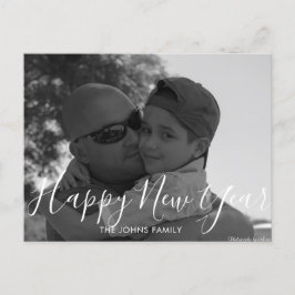 Minimalistisch Happy New Years 2023 Schwarz-weißes Postkarte
