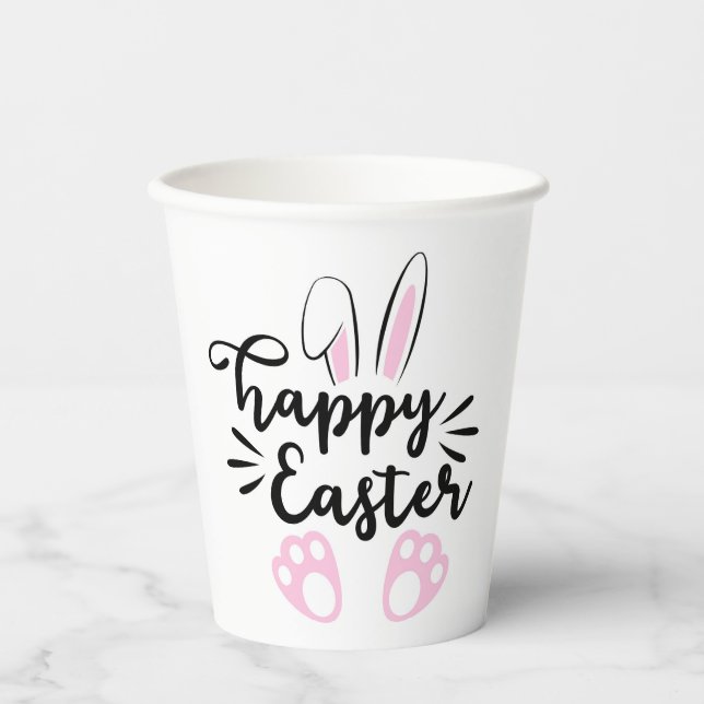 Minimalistisch Happy Oaster Pappbecher (Vorderseite)
