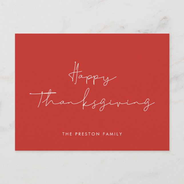 Minimalistisch Happy Thanksgiving Postkarte (Vorderseite)