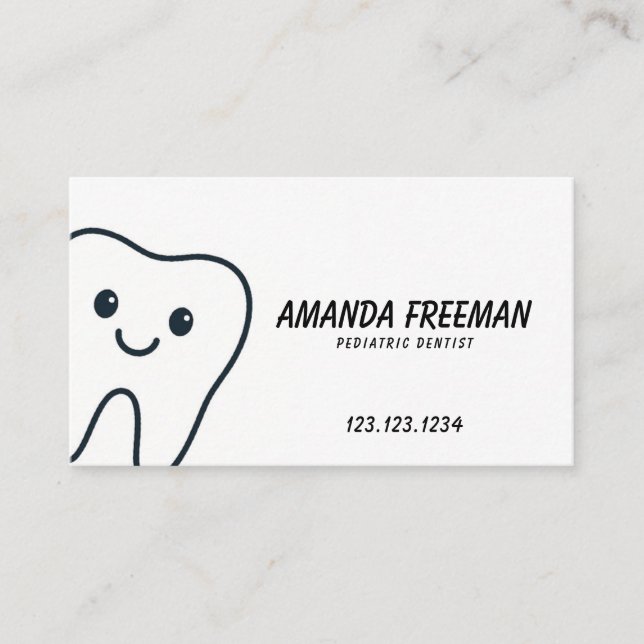 Minimalistisch Happy Tooth Pädiatrie Zahnarzt Terminkarte (Vorderseite)