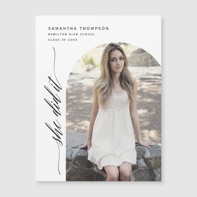 Minimalistisch hat sie Foto Abschluss Magnet Arch  (Vorderseite)