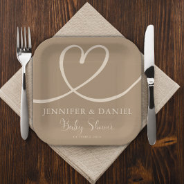 Minimalistisch Heart Baby Dusche Elegant Moderne Pappteller