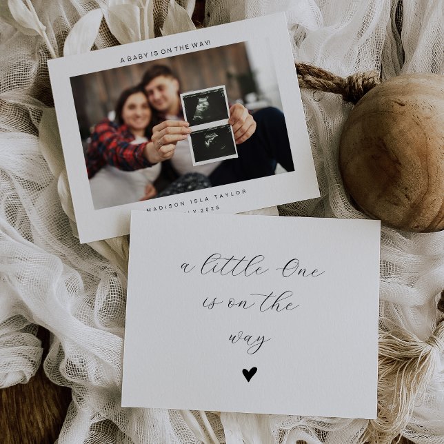 Minimalistisch Heart Foto Baby Announccard Dankeskarte (Von Creator hochgeladen)
