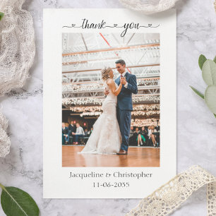 Minimalistisch Heart Script Hochzeit Foto Danke Ca
