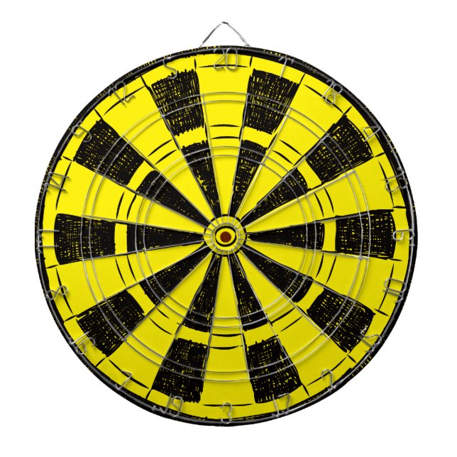Minimalistisch hell Gelb und Schwarz Dartscheibe (vorne)