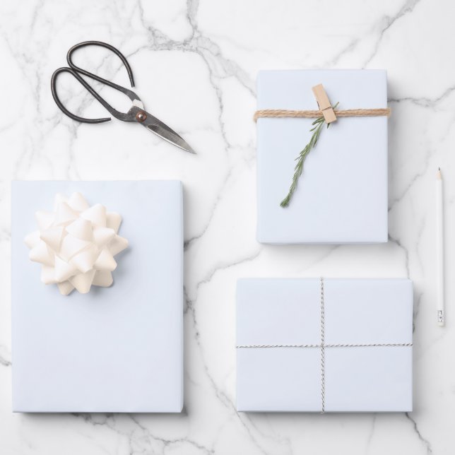 Minimalistisch hellblau schlichte solide moderne E Geschenkpapier Set (Vorderseite)