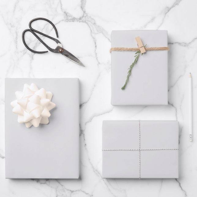 Minimalistisch hellgrau schlichte solide moderne s geschenkpapier set (Vorderseite)