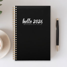 Minimalistisch Hello 2026 Black Planner Planer