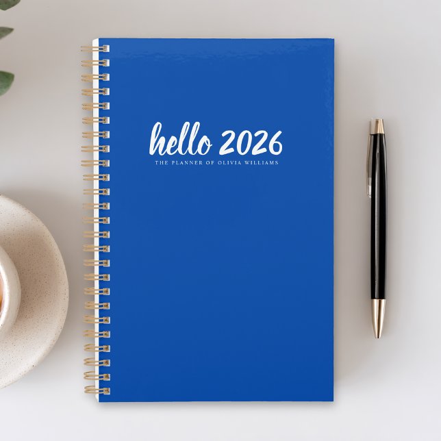 Minimalistisch Hello 2026 Blue Planer (Von Creator hochgeladen)