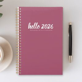 Minimalistisch Hello 2026 Rose Pink Planer