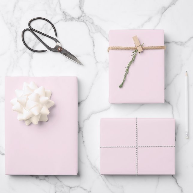 Minimalistisch hellrosa solide schlicht elegant geschenkpapier set (Vorderseite)