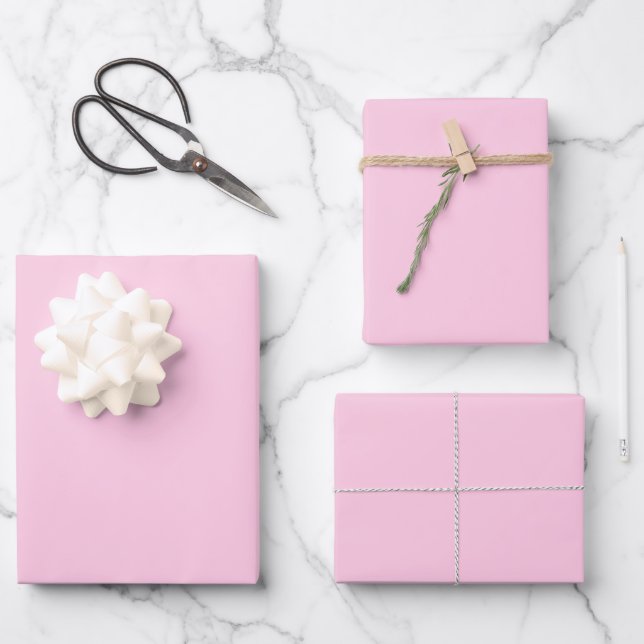Minimalistisch hellrosa solide schlicht elegant geschenkpapier set (Vorderseite)