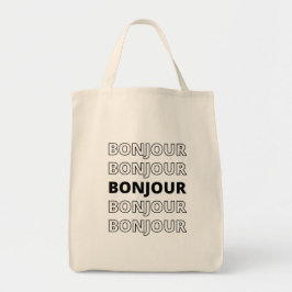 Minimalistisch Hollow Typographic Bonjour Tragetasche