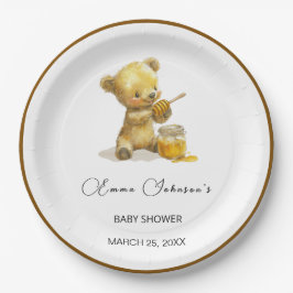 Minimalistisch Honey Bear Baby Dusche Pappteller