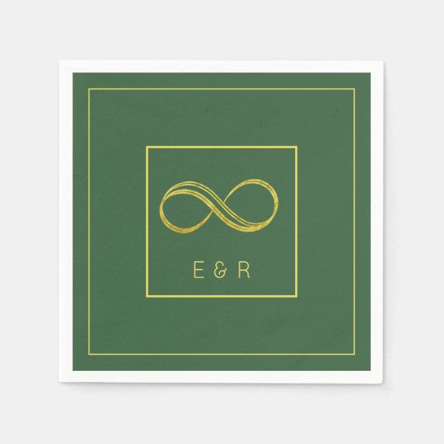 Minimalistisch Hunter Green Gold Eternity Wedding Serviette (Vorderseite)