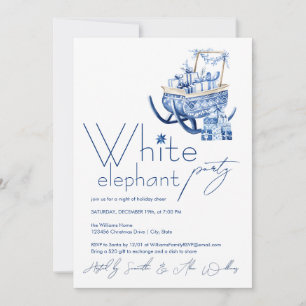 Minimalistisch Hygge Blue Christmas White Elephant Einladung