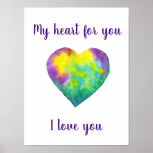 Minimalistisch I Liebe du Regenbogenfarben Herz Poster