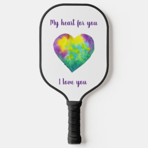 Minimalistisch I Liebe du Regenbogenherz Valentine Pickleball Schläger