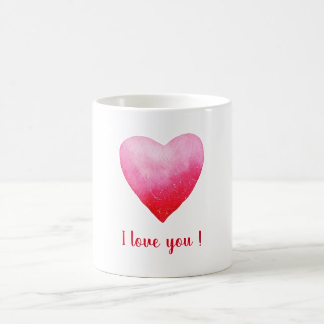 Minimalistisch I Liebe Sie rotes Aquarellherz Kaff Kaffeetasse (Mittel)