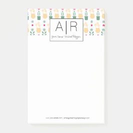 Minimalistisch Iconic Floral Initial Post-it Klebezettel