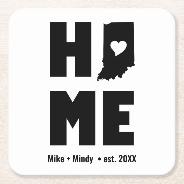 Minimalistisch Indiana Zuhause Personalisiert Rechteckiger Pappuntersetzer (Vorderseite)