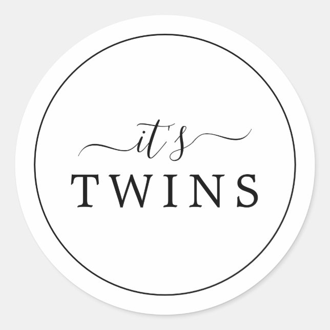 Minimalistisch ist es Twins Baby Shower Sticker (Vorderseite)