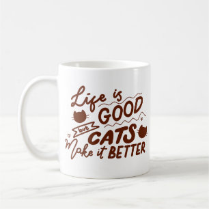 Minimalistisch Joy Cat Heartwärming Warm Brown Nie Kaffeetasse