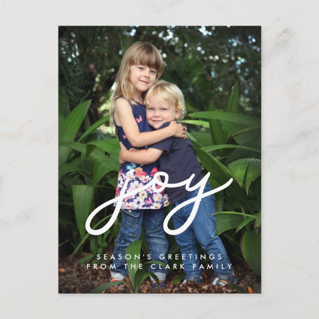 Minimalistisch Joy Holiday Foto Postkarte (Vorderseite)