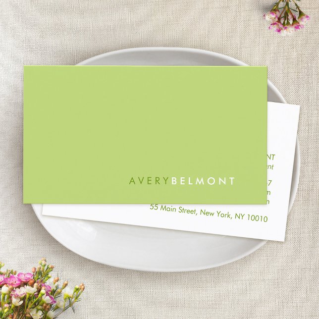 Minimalistisch kalk grün Beruflich modern Visitenkarte (lime green business card)