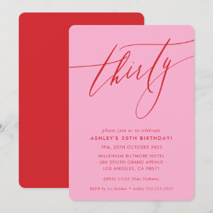 MINIMALISTISCH Kalligraphie Chic 30. Party rosa ro Einladung