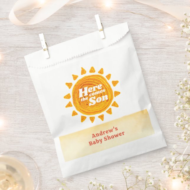 Minimalistisch kommt die Babydusche von Son Boho Geschenktütchen (Ausgeschnitten)