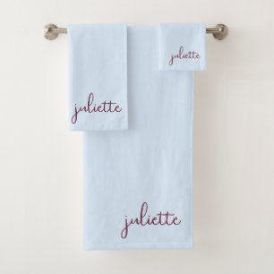 Minimalistisch Kühl Blau Personalisiert Badhandtuch Set