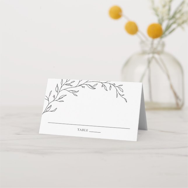 Minimalistisch Laurel Branch Leafy Wedding Platzka Platzkarte (Vorderseite)