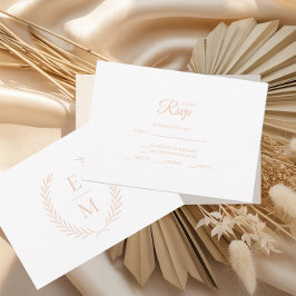 Minimalistisch Laurel Monogram Wedding RSVP Cards Karte