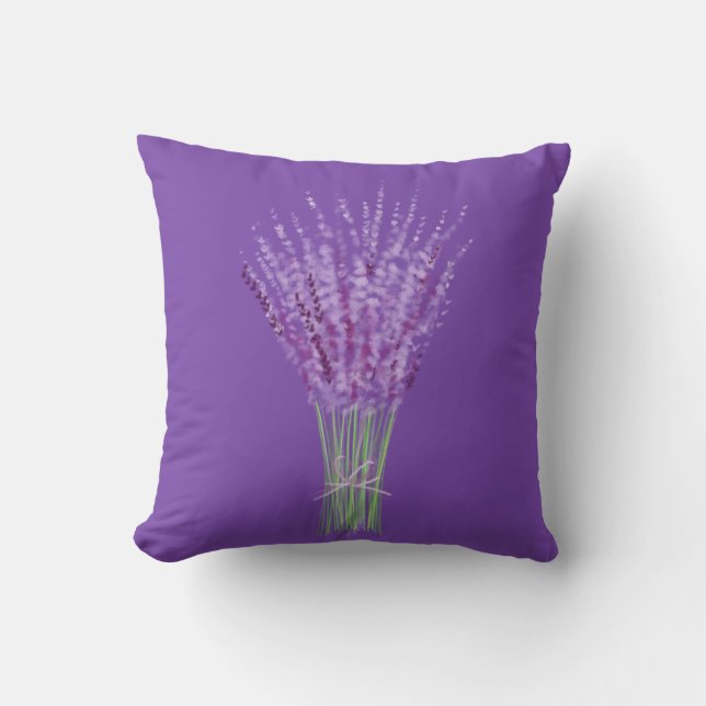 Minimalistisch Lavender Bouquet Illustration Kissen (Vorderseite)
