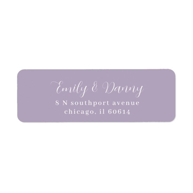 Minimalistisch Lavender Lila Elegant Hochzeitsadre (Vorne)